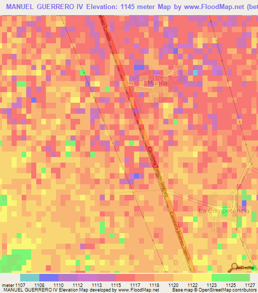 MANUEL GUERRERO IV,Mexico Elevation Map