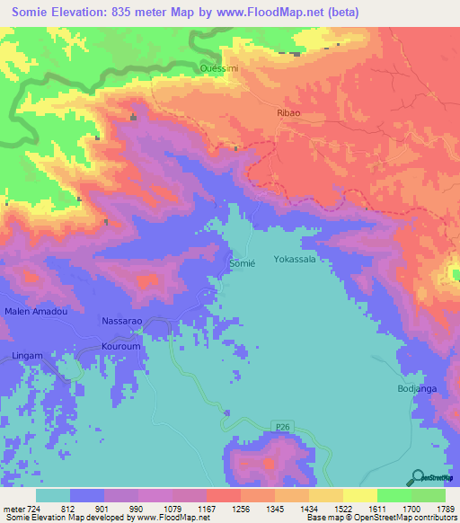 Somie,Cameroon Elevation Map