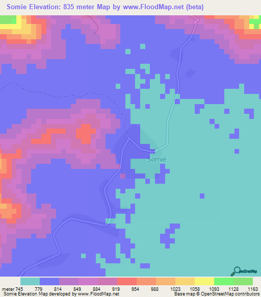 Somie,Cameroon Elevation Map