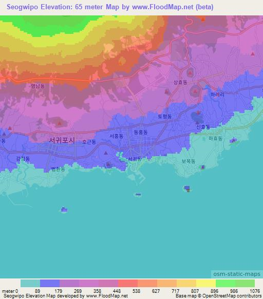 Seogwipo,South Korea Elevation Map