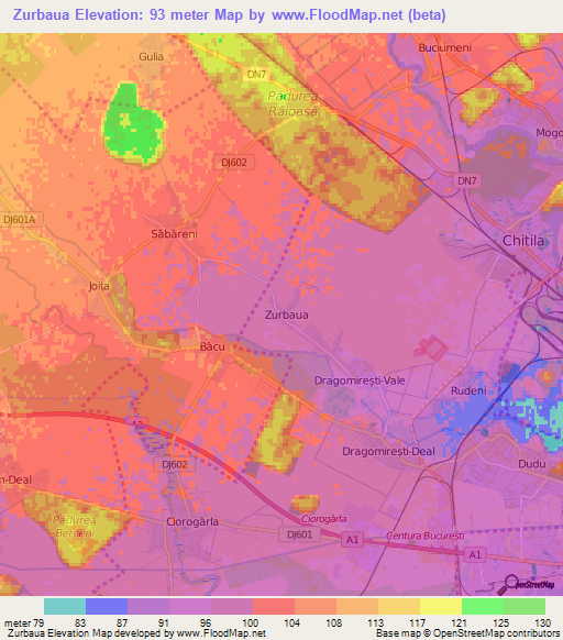 Zurbaua,Romania Elevation Map