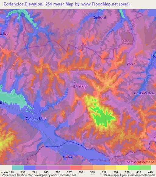 Zorlencior,Romania Elevation Map