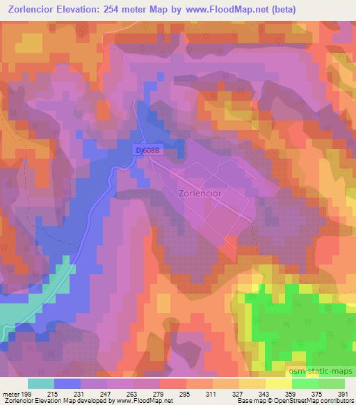 Zorlencior,Romania Elevation Map