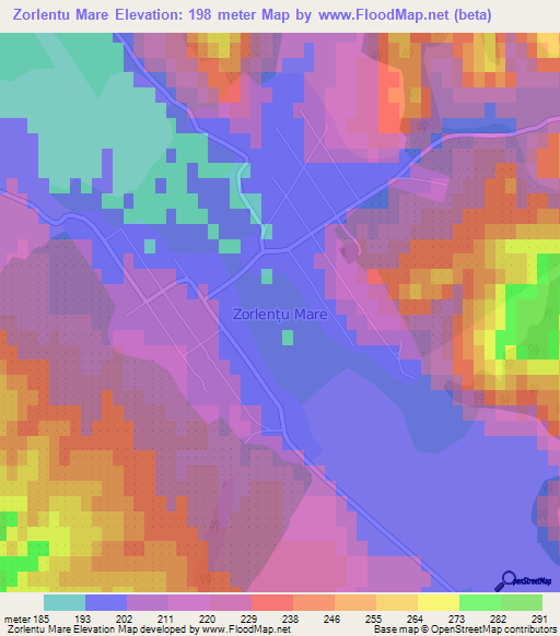 Zorlentu Mare,Romania Elevation Map