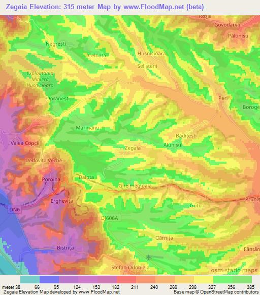 Zegaia,Romania Elevation Map