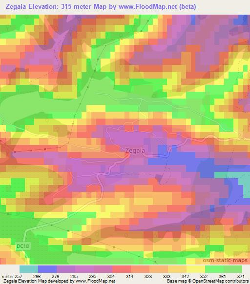 Zegaia,Romania Elevation Map