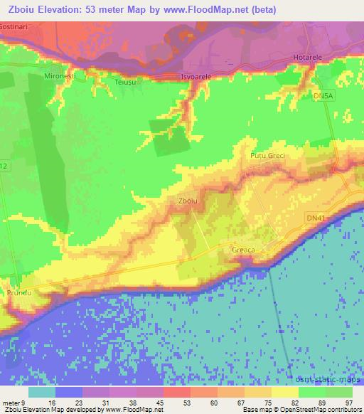 Zboiu,Romania Elevation Map