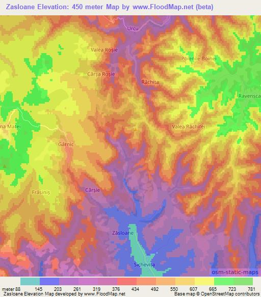 Zasloane,Romania Elevation Map