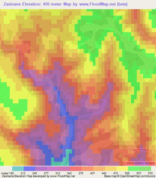 Zasloane,Romania Elevation Map