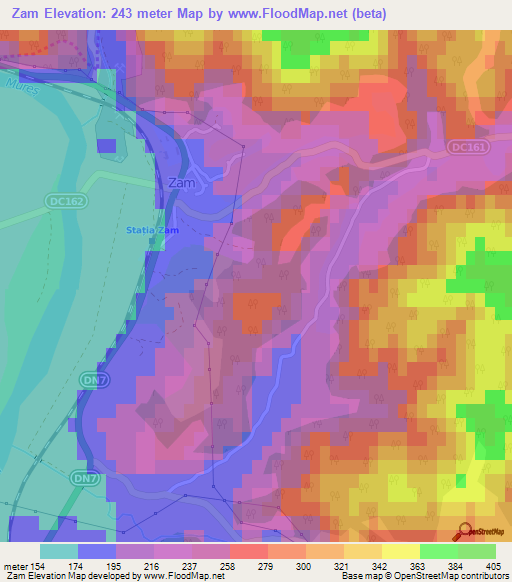 Zam,Romania Elevation Map