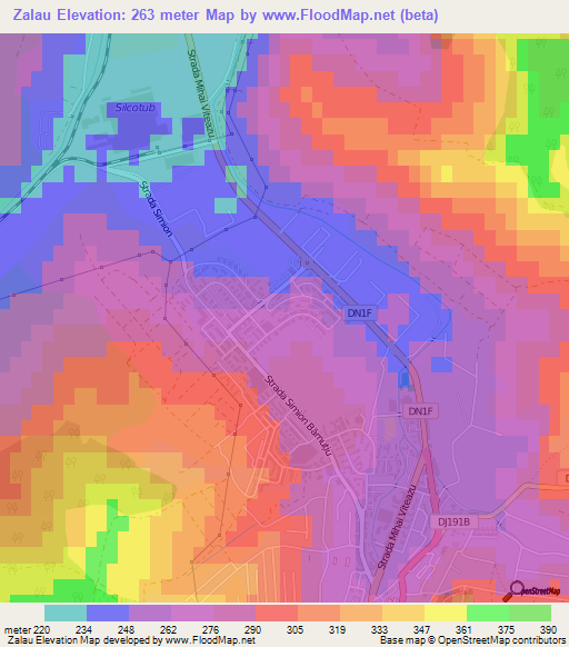 Zalau,Romania Elevation Map