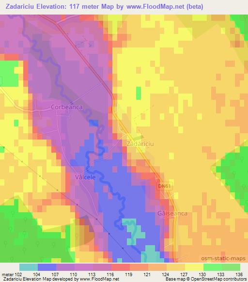 Zadariciu,Romania Elevation Map