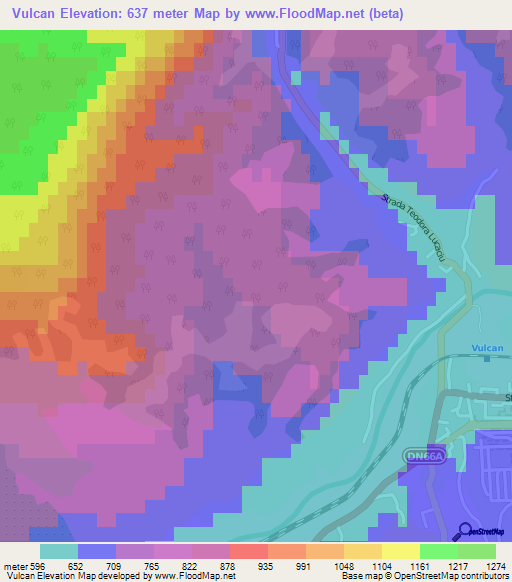 Vulcan,Romania Elevation Map