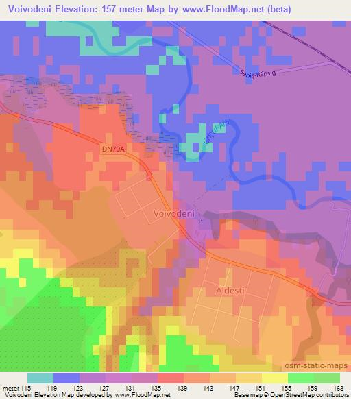 Voivodeni,Romania Elevation Map