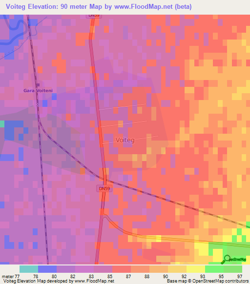 Voiteg,Romania Elevation Map