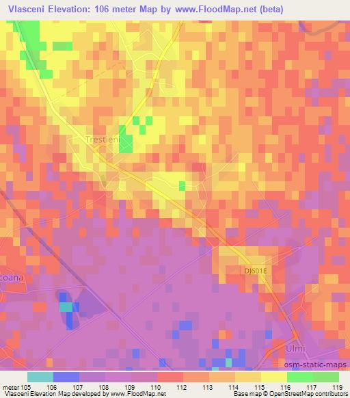 Vlasceni,Romania Elevation Map