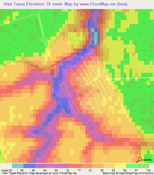 Vlad Tepes,Romania Elevation Map