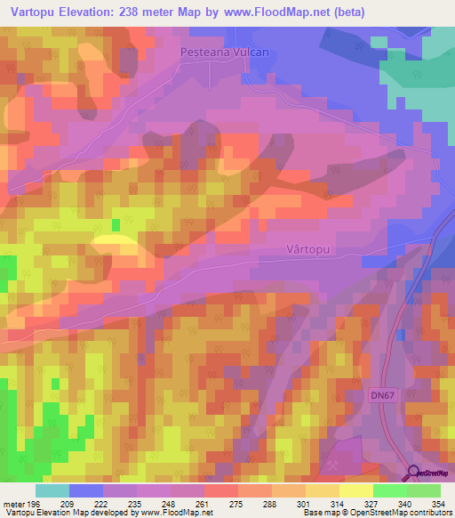 Vartopu,Romania Elevation Map