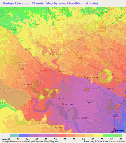 Varteju,Romania Elevation Map