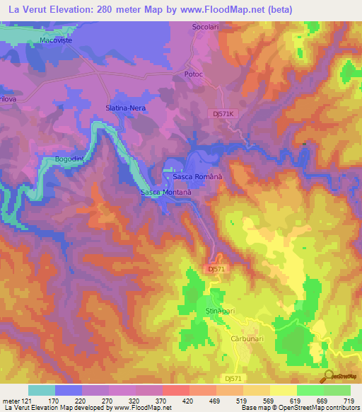 La Verut,Romania Elevation Map