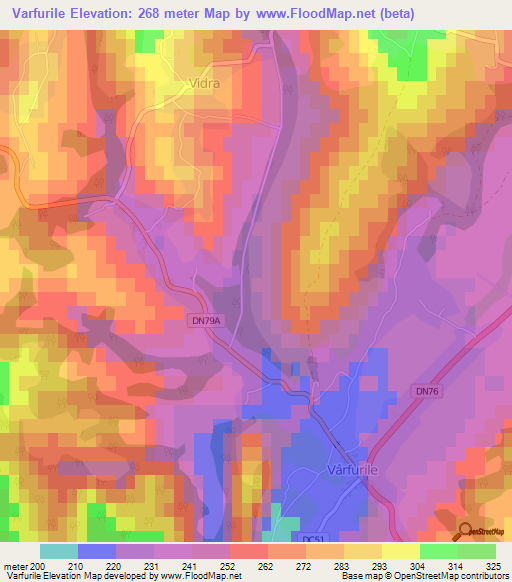 Varfurile,Romania Elevation Map