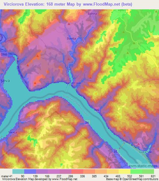 Virciorova,Romania Elevation Map