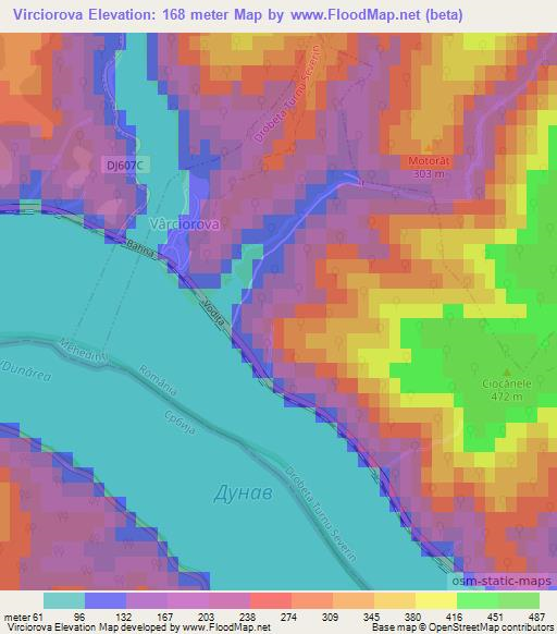 Virciorova,Romania Elevation Map