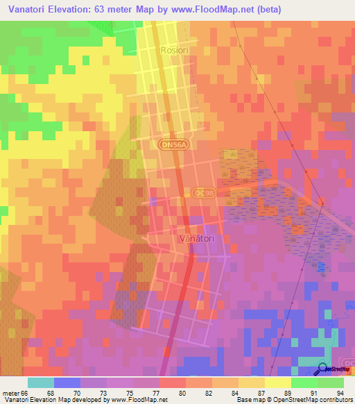 Vanatori,Romania Elevation Map