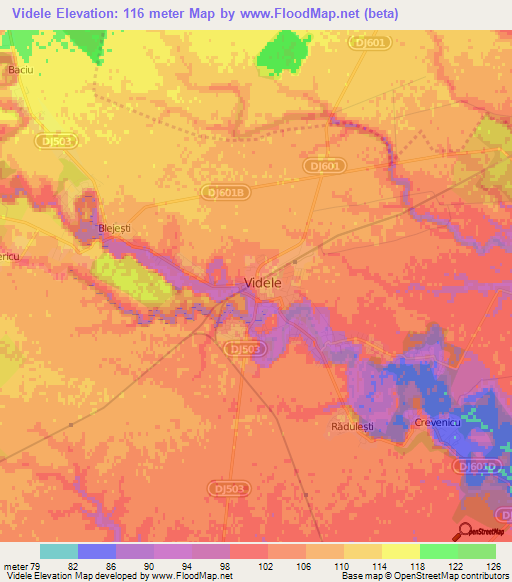 Videle,Romania Elevation Map