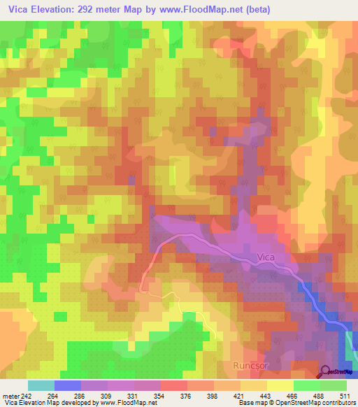 Vica,Romania Elevation Map