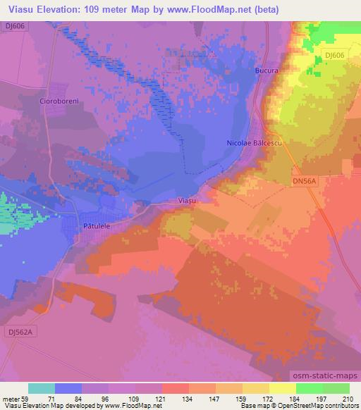 Viasu,Romania Elevation Map