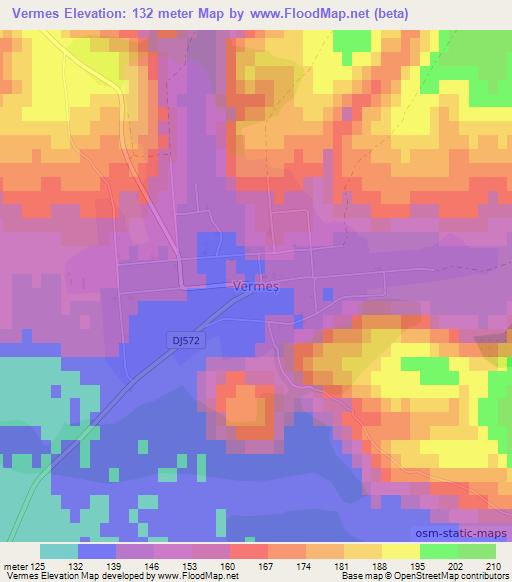 Vermes,Romania Elevation Map