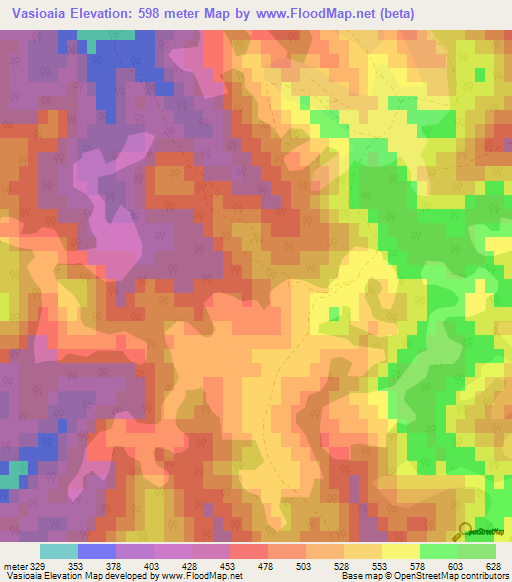 Vasioaia,Romania Elevation Map