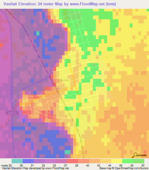 Vasilati,Romania Elevation Map