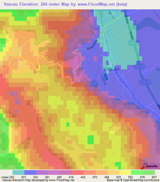 Vascau,Romania Elevation Map