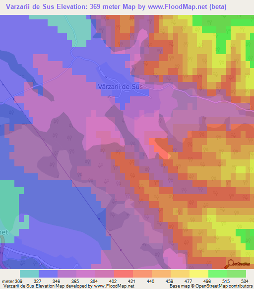 Varzarii de Sus,Romania Elevation Map