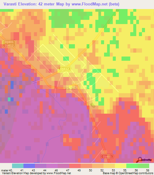 Varasti,Romania Elevation Map