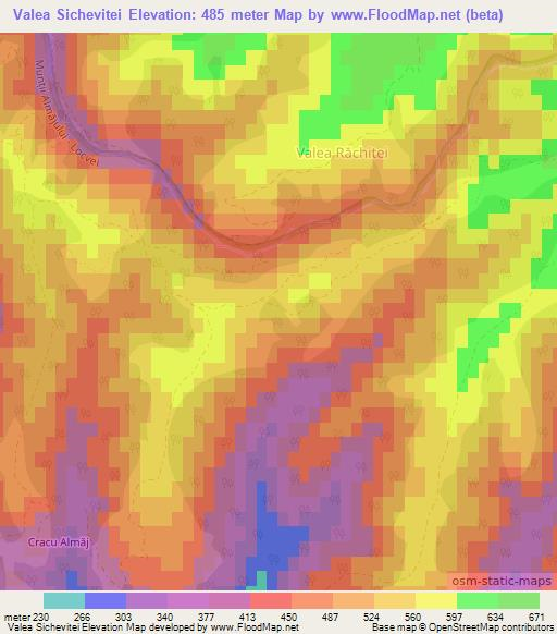 Valea Sichevitei,Romania Elevation Map