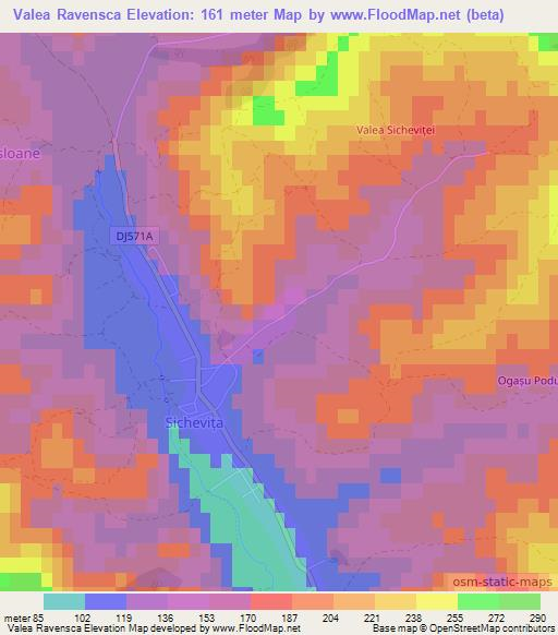 Valea Ravensca,Romania Elevation Map