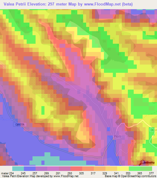 Valea Petrii,Romania Elevation Map