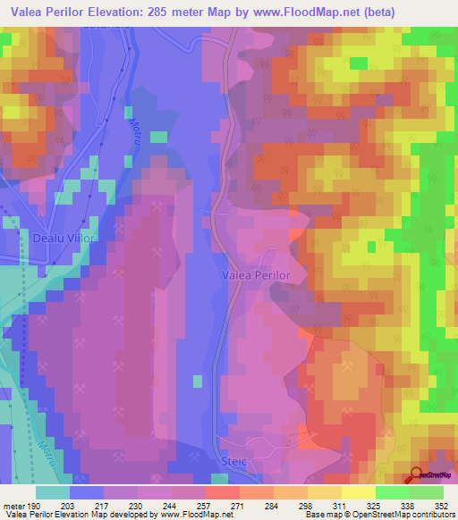 Valea Perilor,Romania Elevation Map