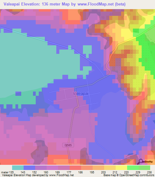 Valeapai,Romania Elevation Map