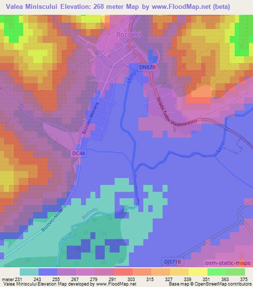 Valea Miniscului,Romania Elevation Map