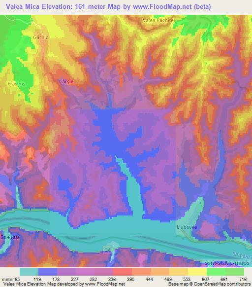 Valea Mica,Romania Elevation Map