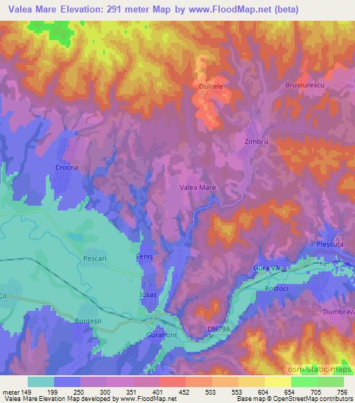 Valea Mare,Romania Elevation Map