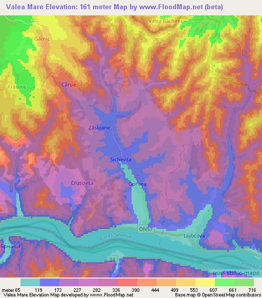 Valea Mare,Romania Elevation Map