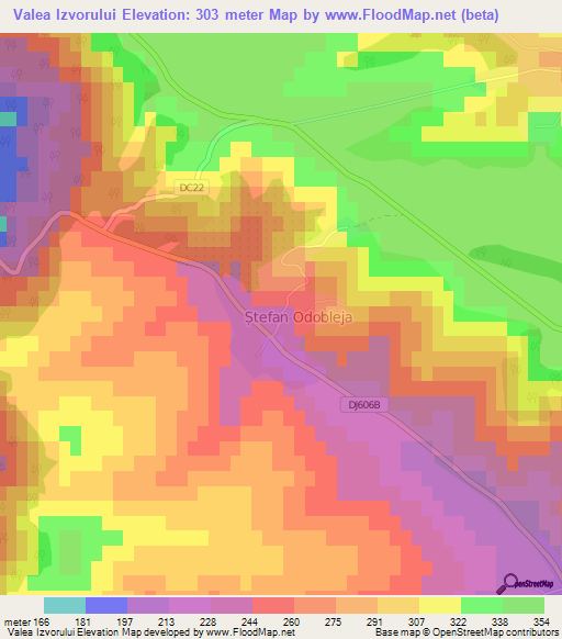 Valea Izvorului,Romania Elevation Map