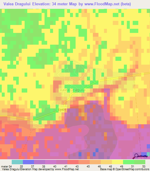 Valea Dragului,Romania Elevation Map