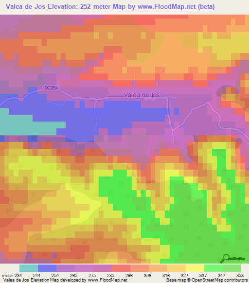 Valea de Jos,Romania Elevation Map