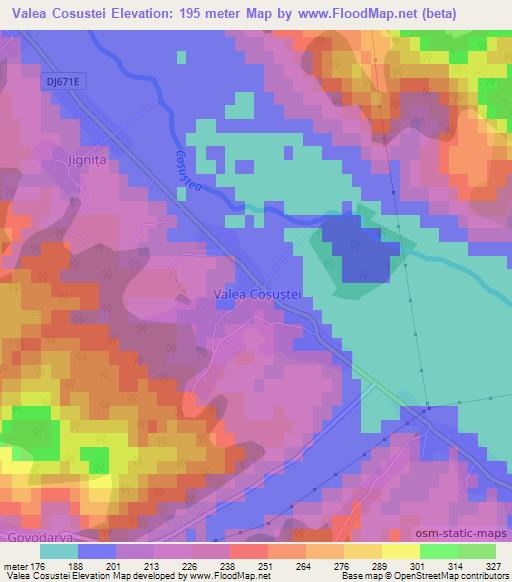 Valea Cosustei,Romania Elevation Map